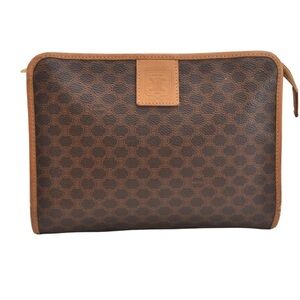 CELINE Macadam Coated Canvas Clutch Bag